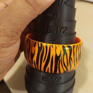 Vintage Orange and Black Tiger Striped Bangle Bracelet